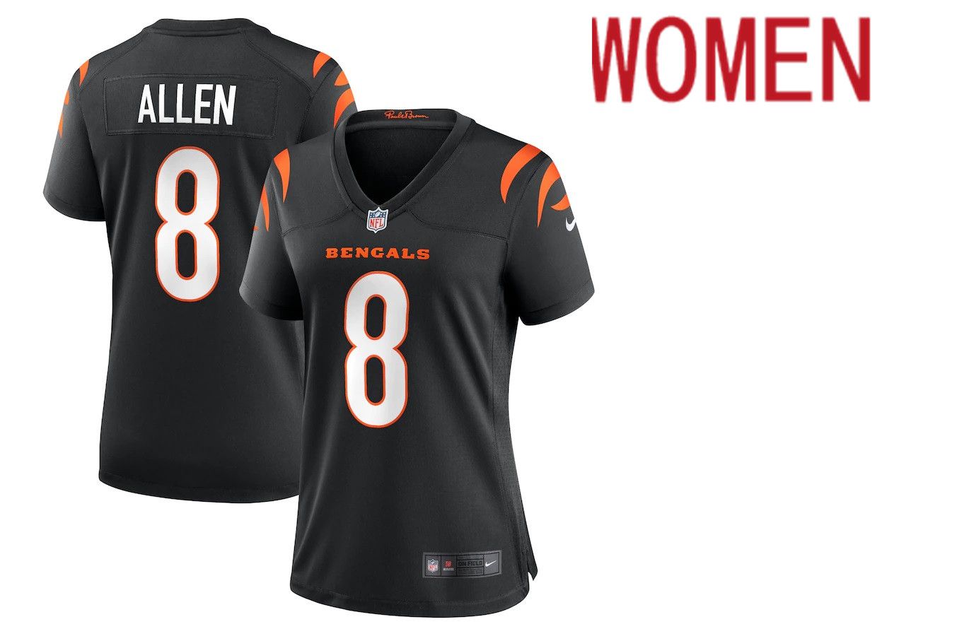 Women Cincinnati Bengals #8 Brandon Allen Nike Black Player Game NFL Jersey
